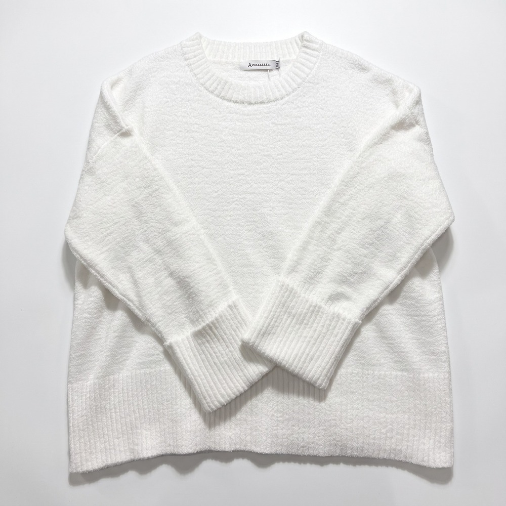 ANRABESS XL Womens White Oversized Crewneck Sweater NWT Cozy